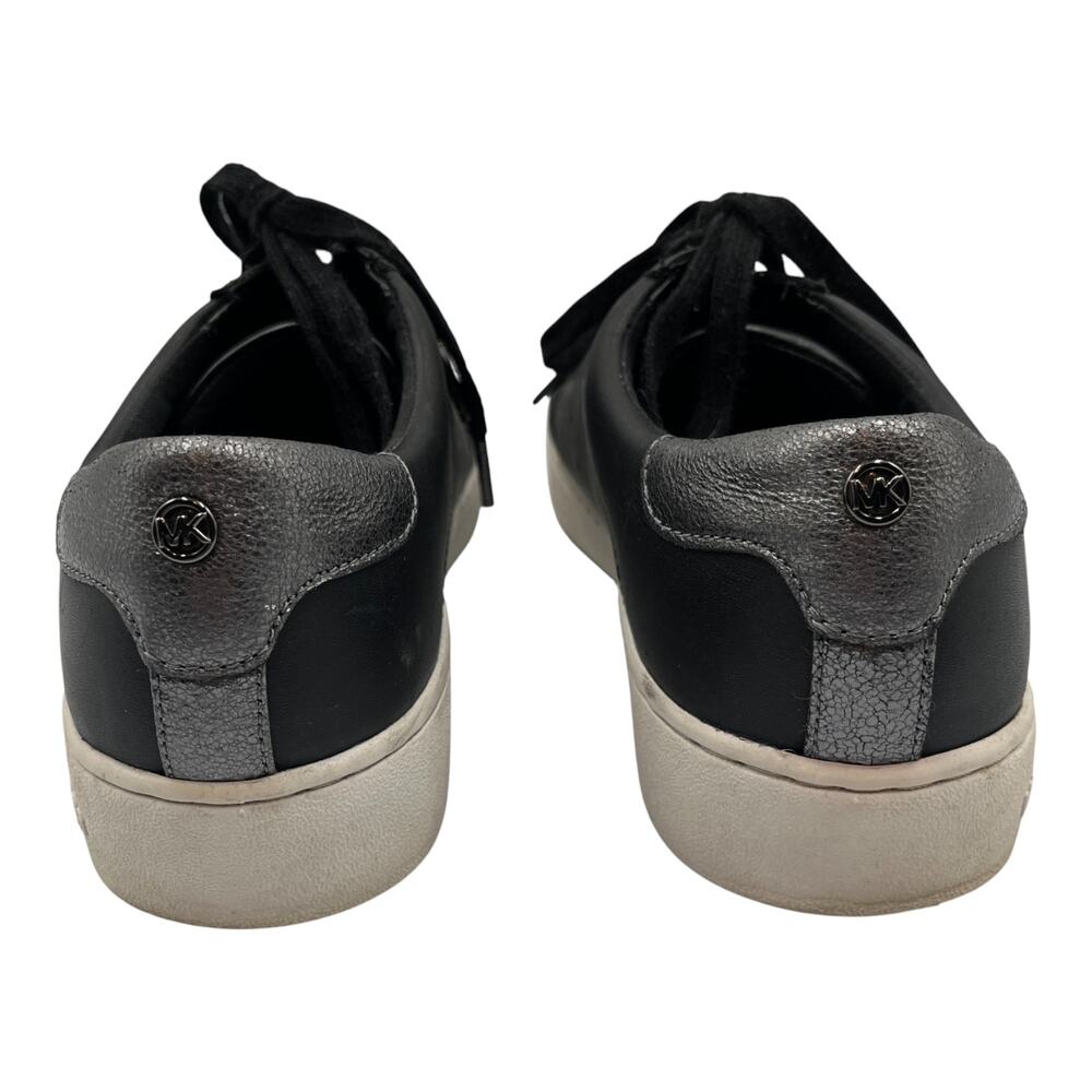 Michael Kors MK Irving Leather Low Top Sneakers Shoes Black White Size 8.5M - Picture 6 of 9
